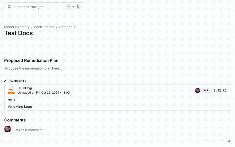 An animated gif demonstrating how to delete attachment notes and attachments