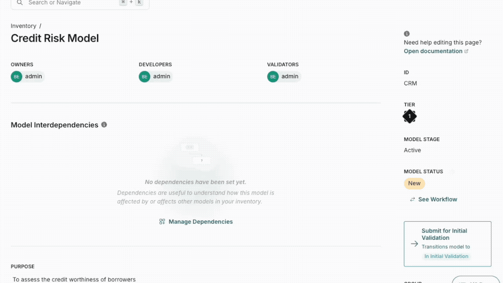 A gif showing resetting a workflow to its initial state
