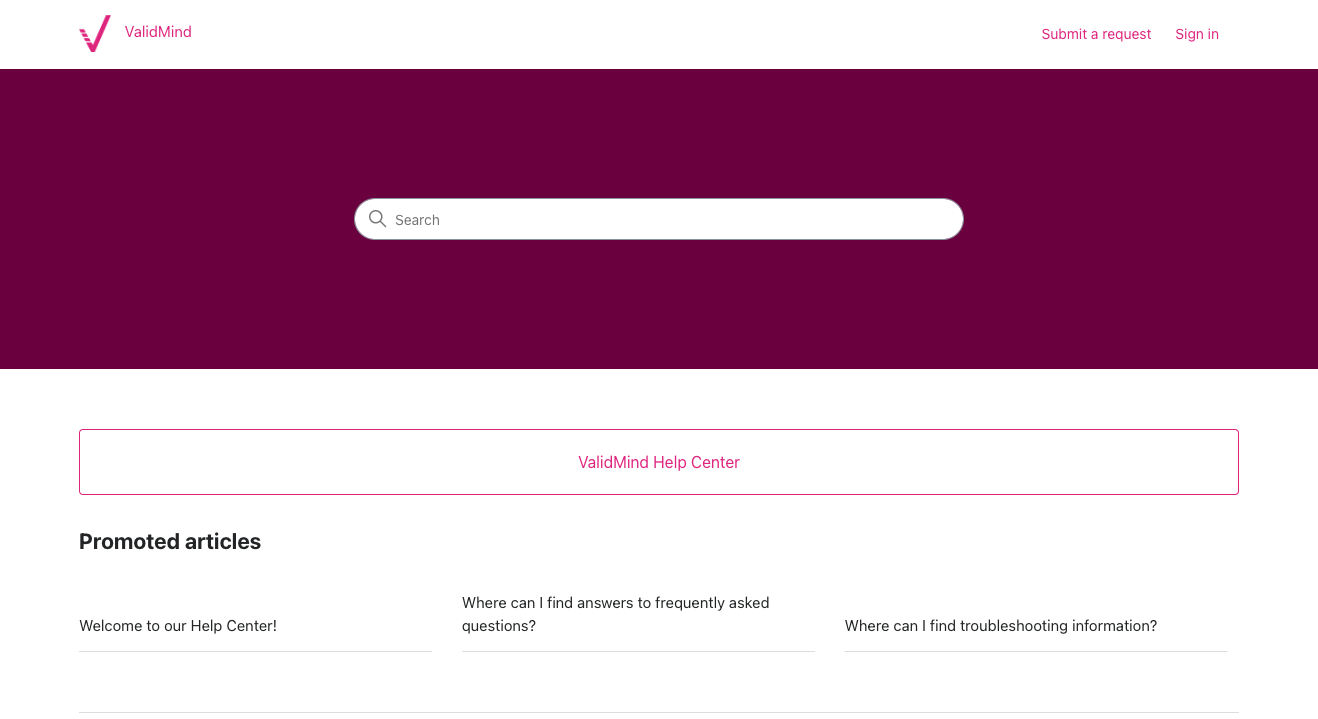 A screenshot of the ValidMind Help Center