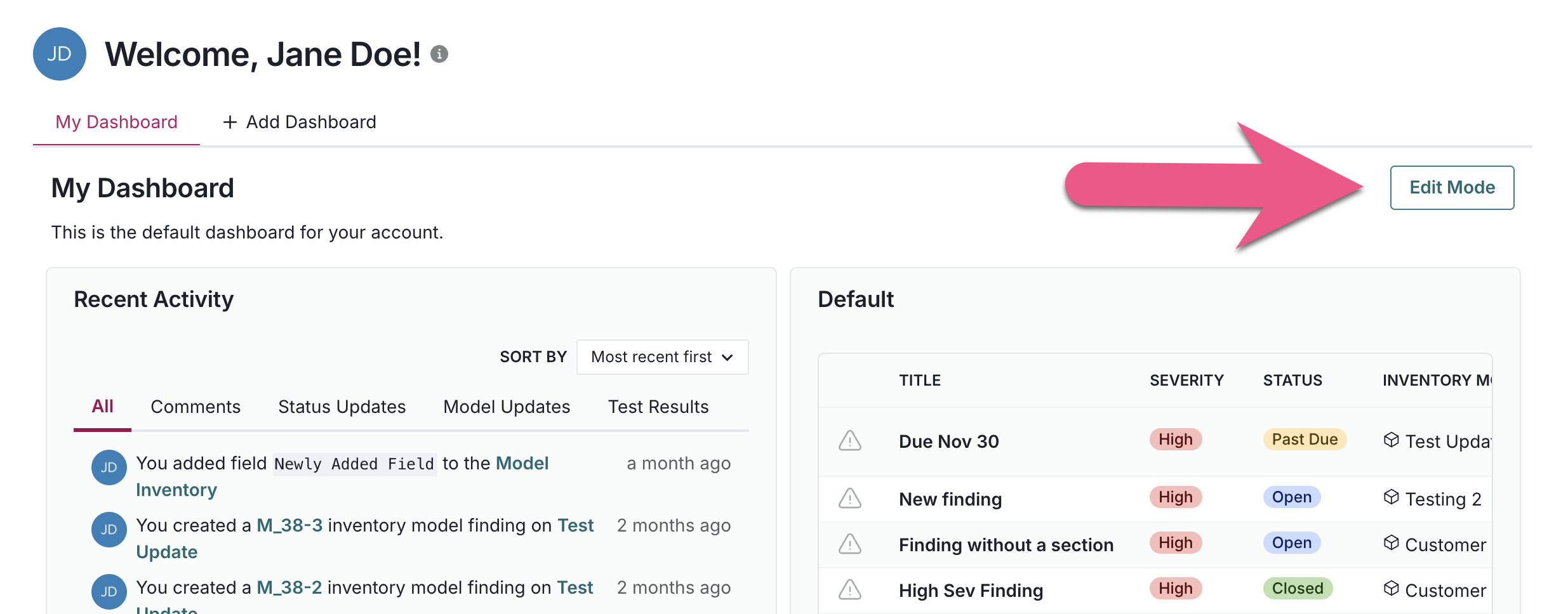 A screenshot showing edit mode