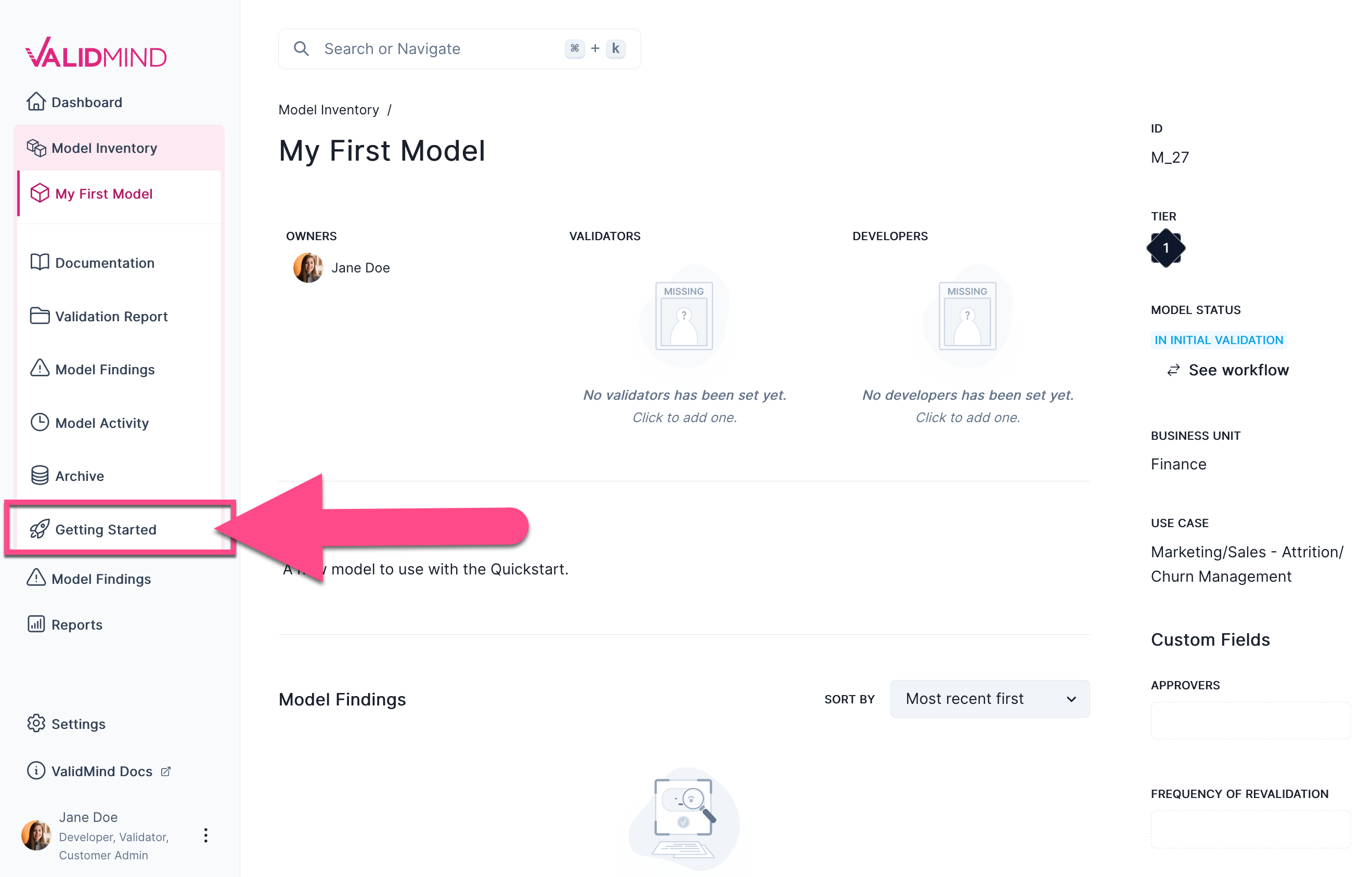 The QuickStart notebook in Colab with the section showing that you need to replace
