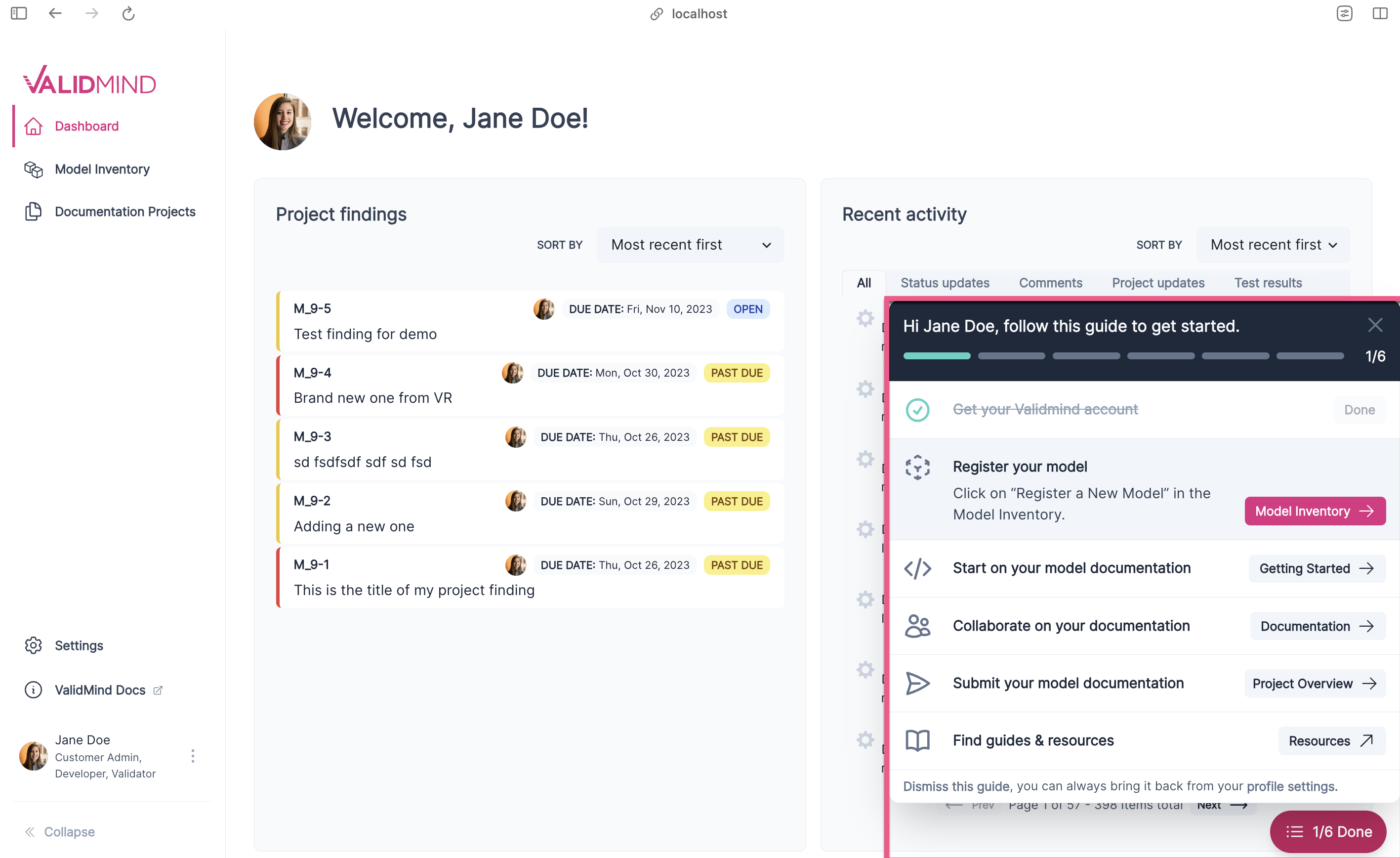 A screenshot showing the new platform UI onboarding guide