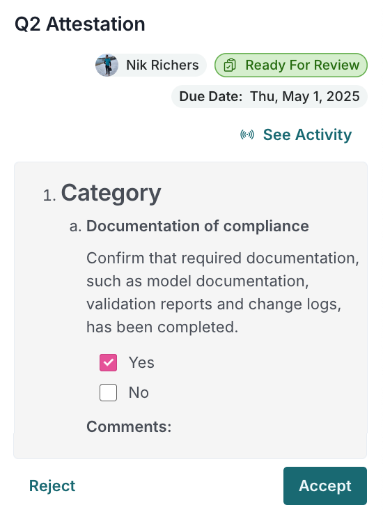 Prompt to review the attestation with a button labelled 'Accept'
