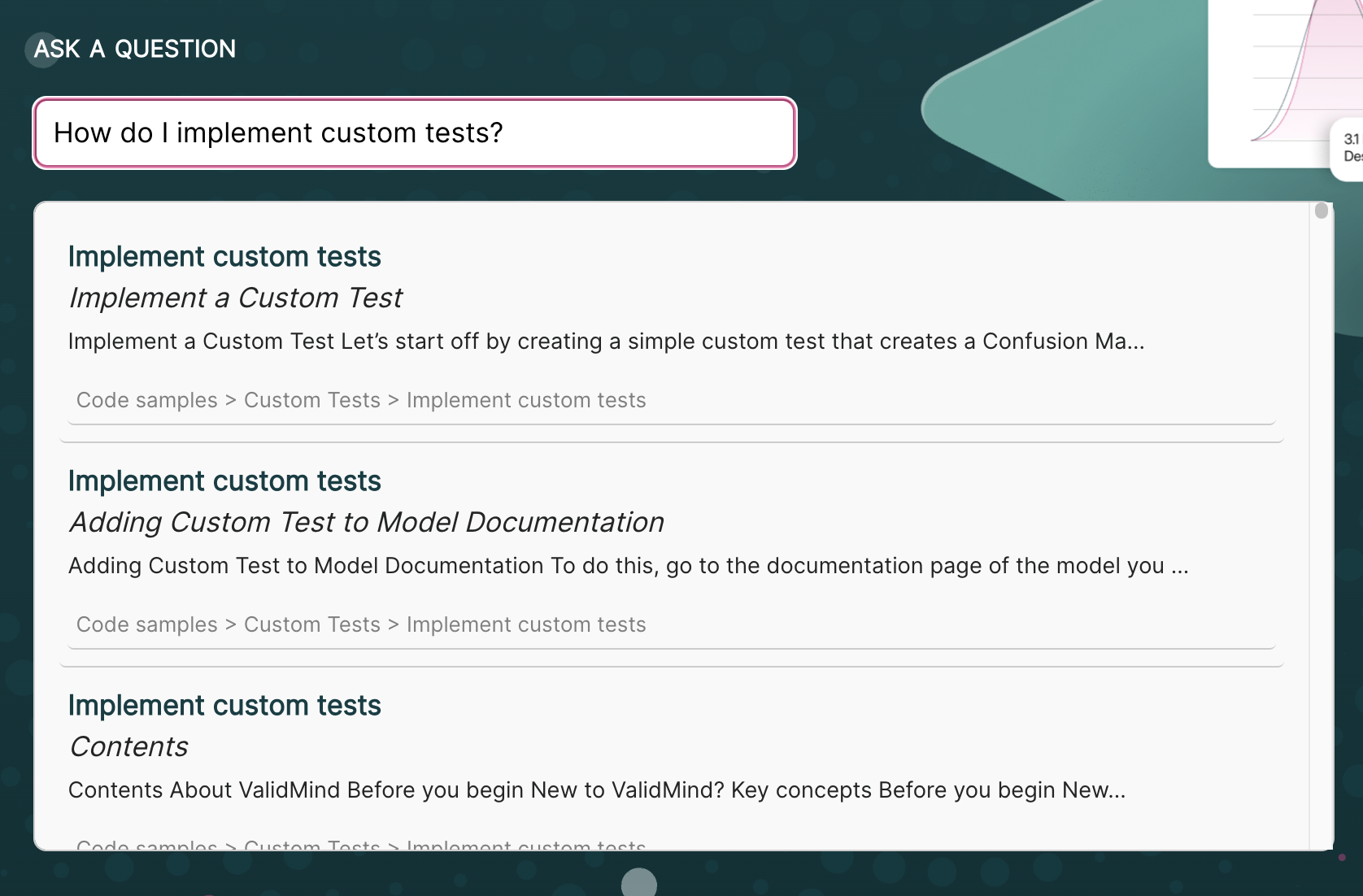 A screenshot of a question entered into the new homepage search functionality