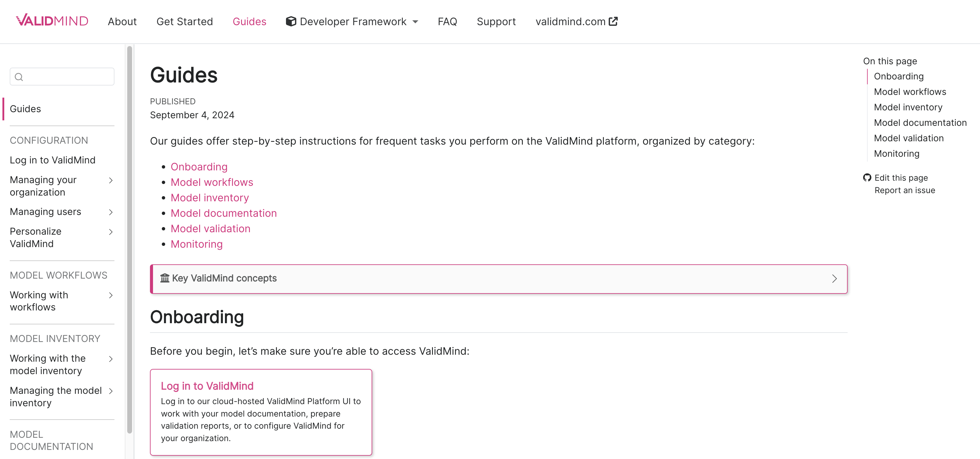 A screenshot of the old documentation site theme