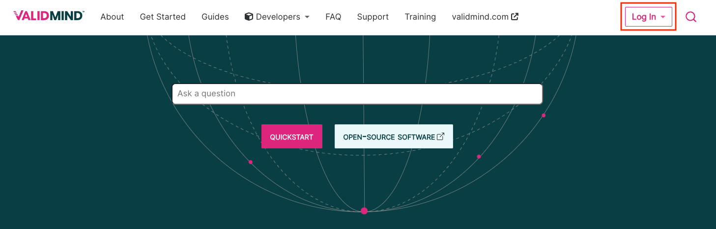 A screenshot of the new `Log In` button