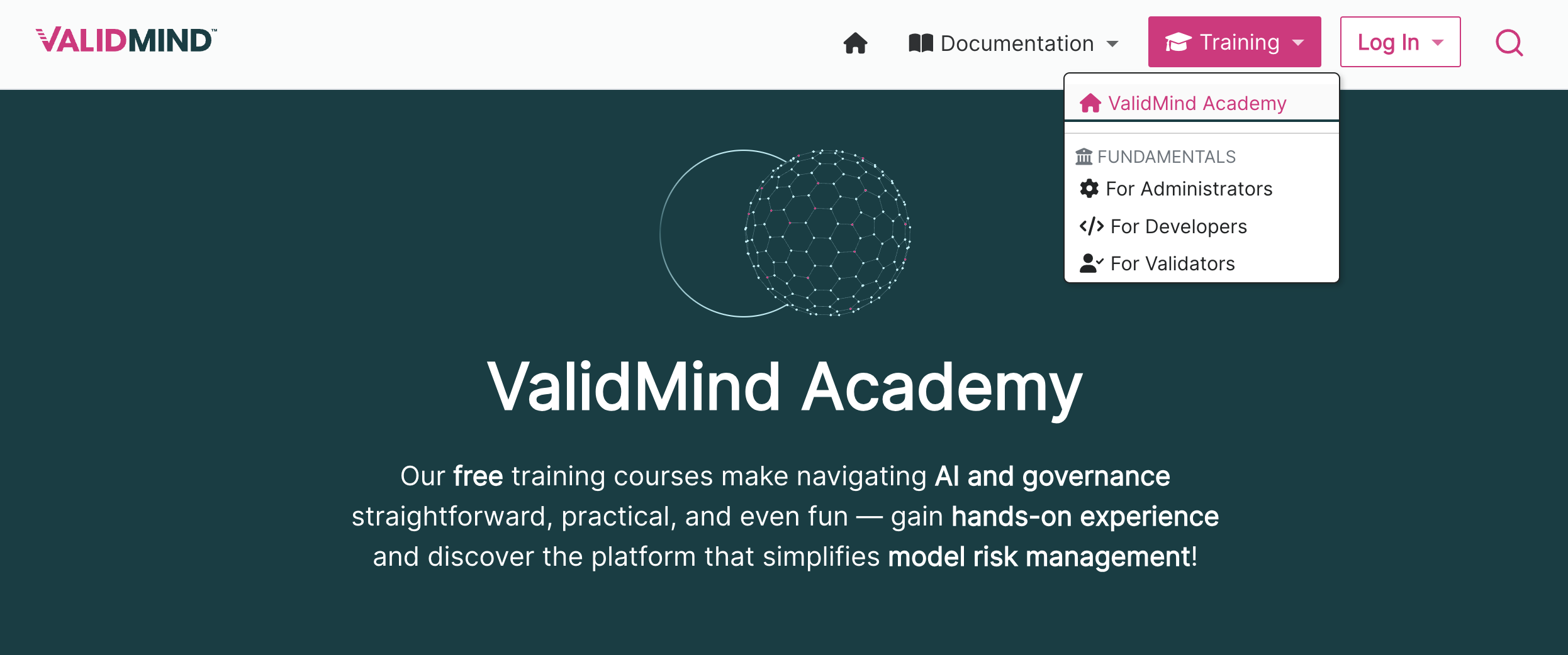 A screenshot of the new training top navigation