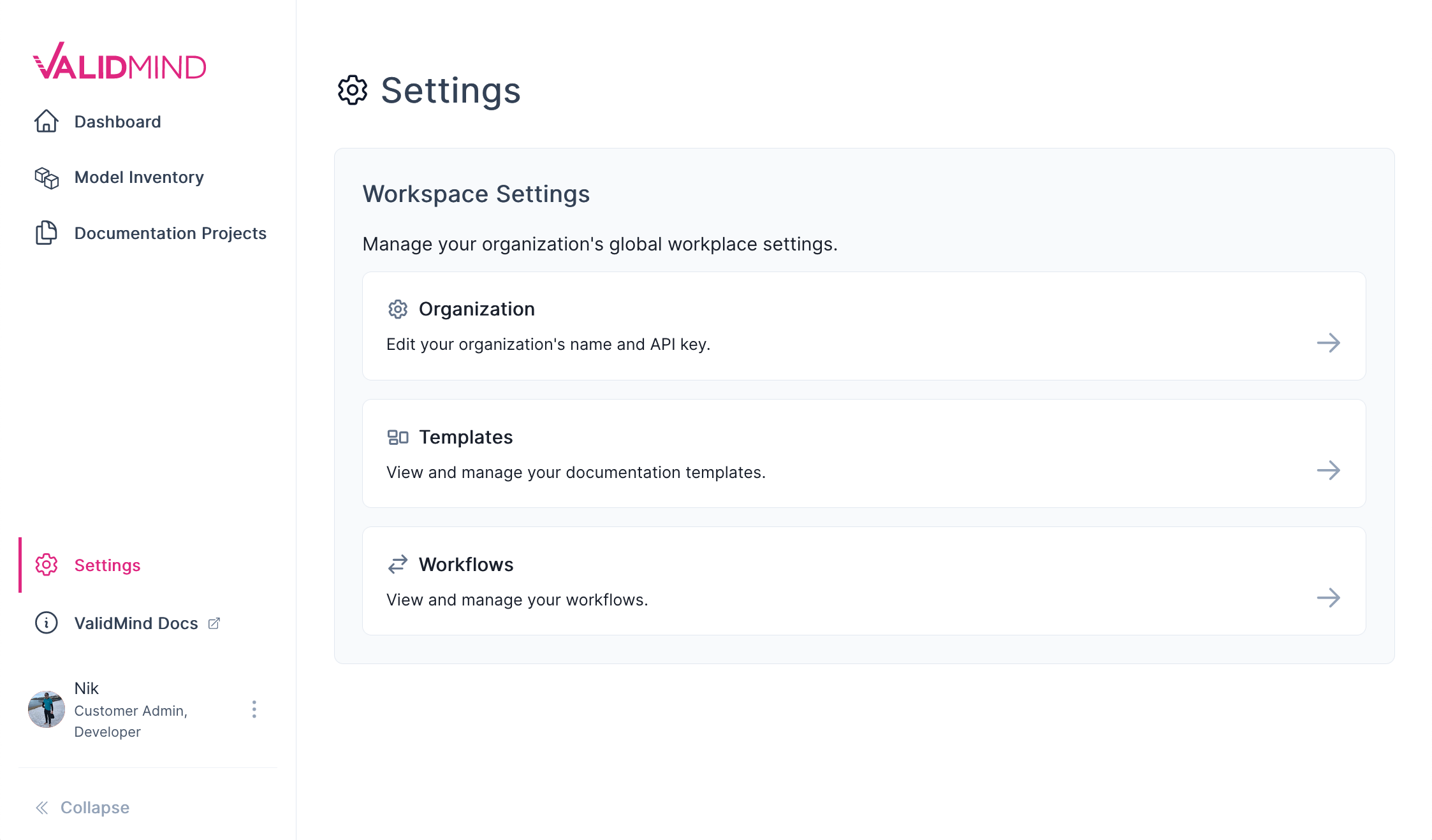 A screenshot showing the new platform UI settings page