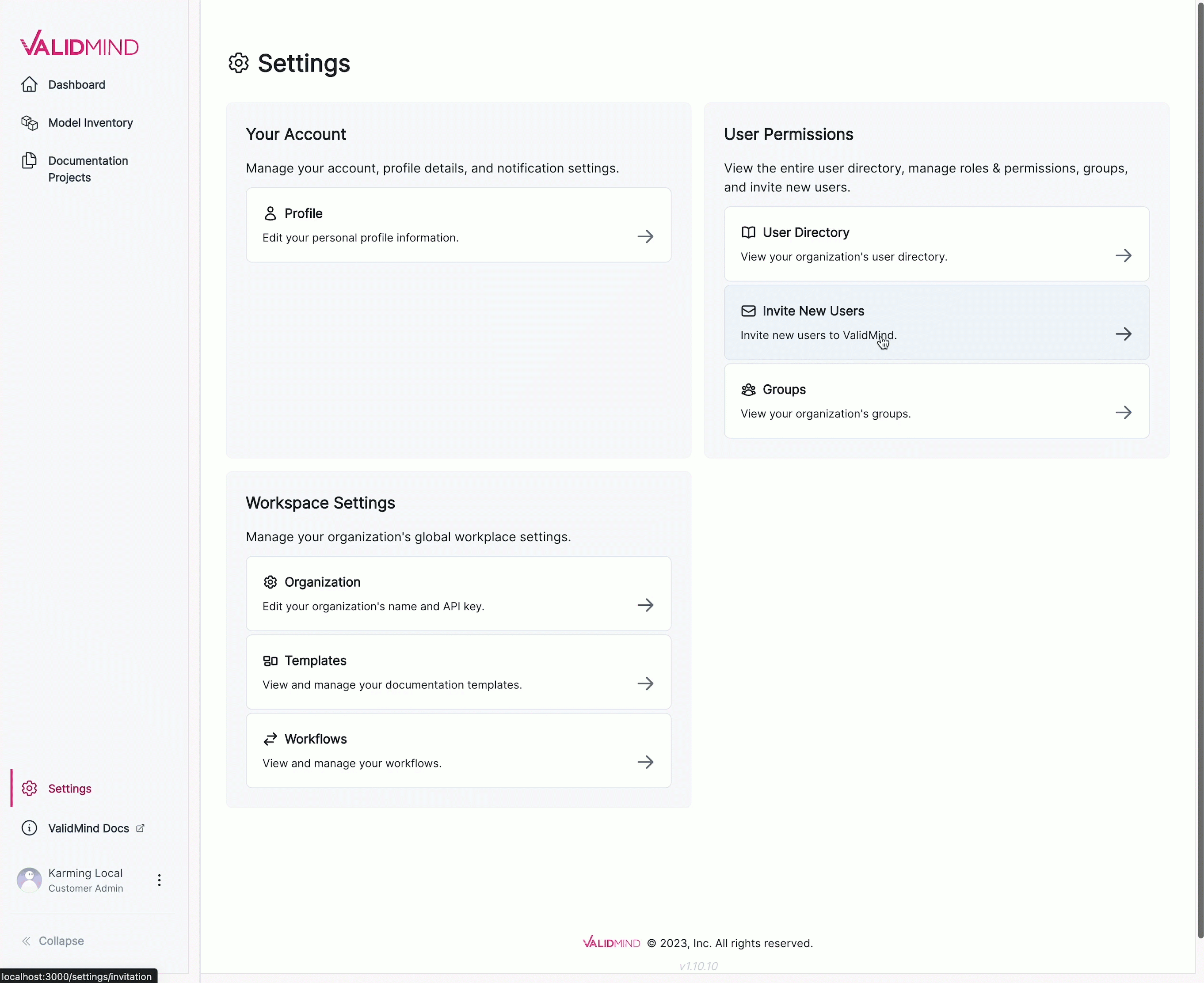 Managing users under Settings > User Directory